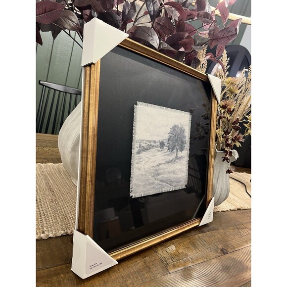 18"x18" Square Matte Black Landscape Framed Wall Art - Hearth & Hand NEW - Picture 2 of 5